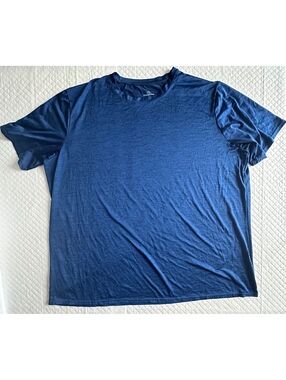 Real Essentials Men's 3X Blue Polyester Spandex Crew Neck T‑